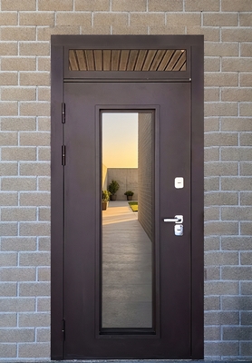 Уличная стальная дверь с фрамугой